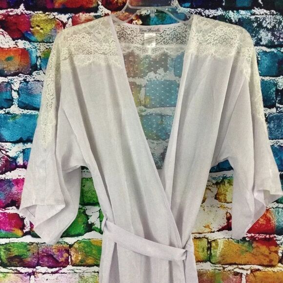 Linea Donatella Lace Back Satin Feel Robe Size S/M - Picture 3 of 9